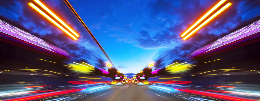 Dark street, high speed, light, headlights